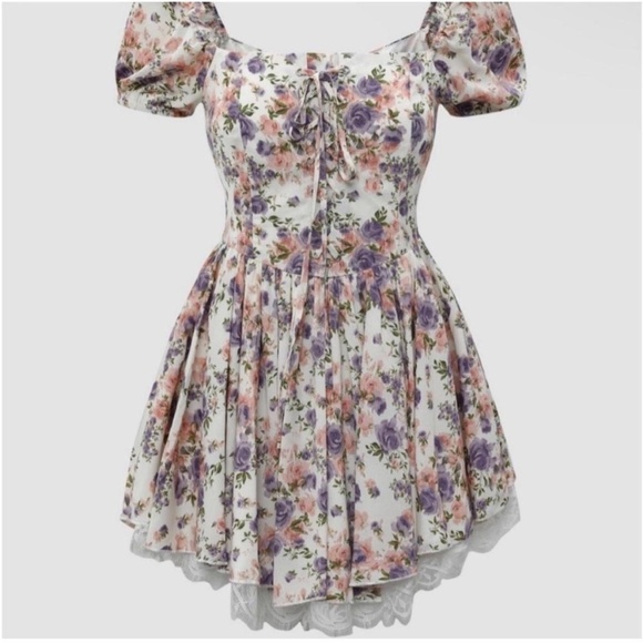 Cider Dresses & Skirts - Corset Sweetheart Floral Tie Flower Peasant Elegant Chic Glam Classy Mini Dress